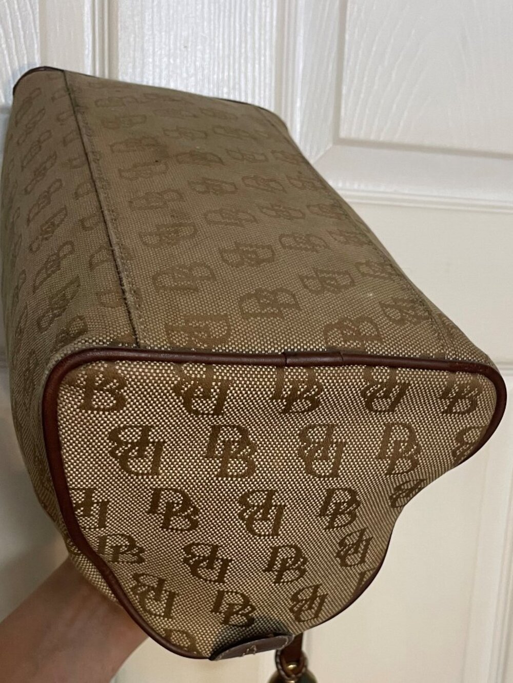 Vintage Dooney & Bourke Brown Signature Canvas & Leather Shoulder Bag - Picture 7 of 14